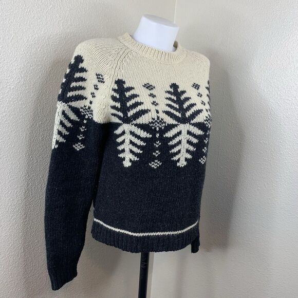 Free People Vtg Shetland Laine Wool Blend Nordic Sweater Cream Snowflake Sz M - Picture 1 of 6
